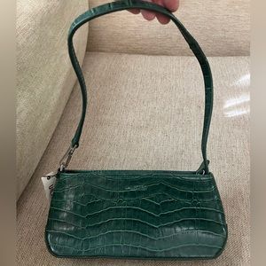 Green faux croc purse